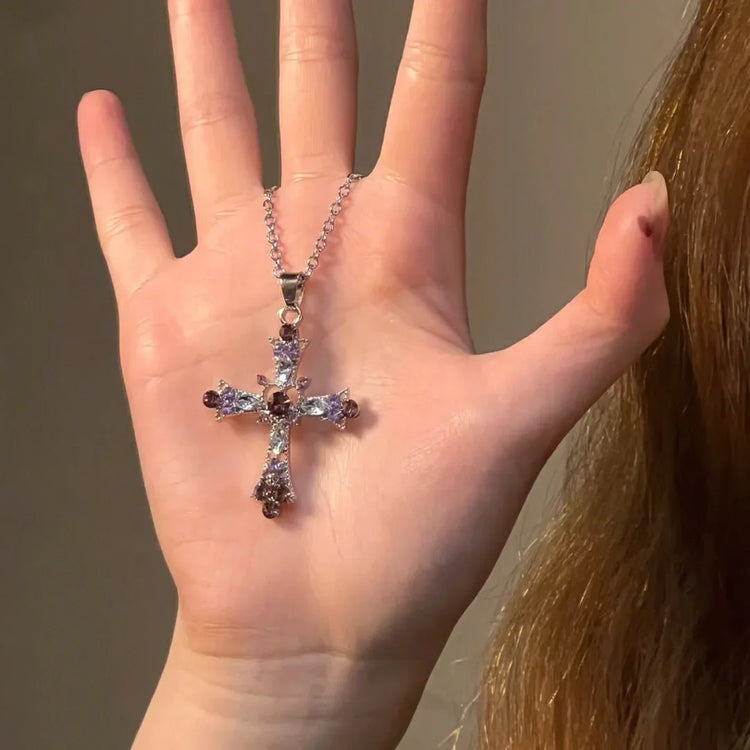 Heaven’s Kiss Crystal Cross Necklace