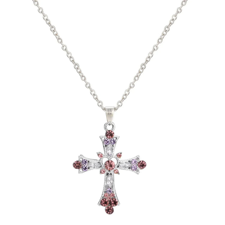 Heaven’s Kiss Crystal Cross Necklace
