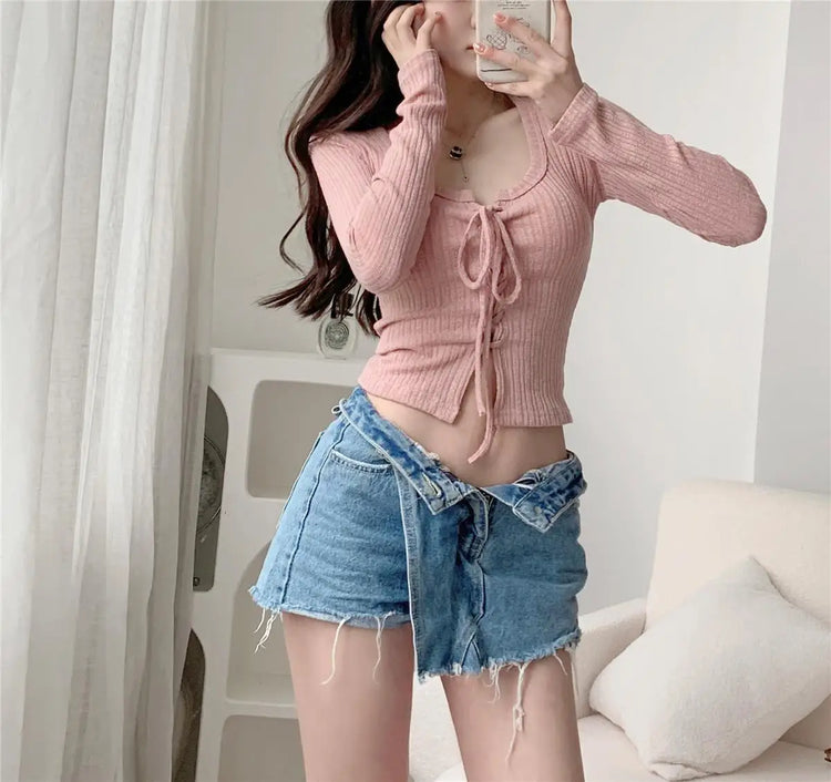 Lace-Up Open Crop Top – Moody Quick Ship (U.S. Only)