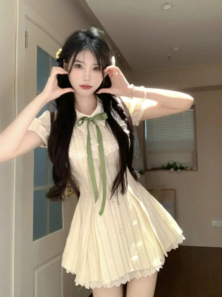 Green Ribbon Candy Delight Mini Dress