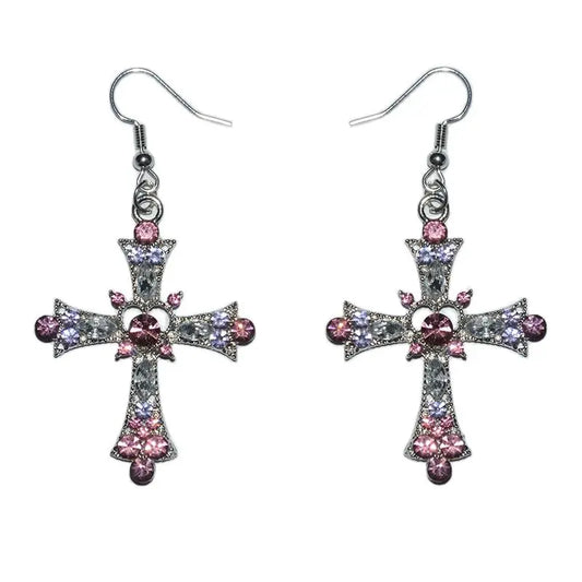 Heaven’s Kiss Crystal Cross Earrings – Local Stock