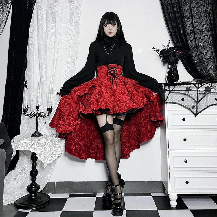 Gothic Drama High Low Skirt