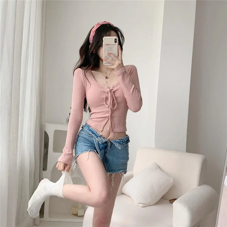 Lace-Up Open Crop Top – Moody Quick Ship (U.S. Only)