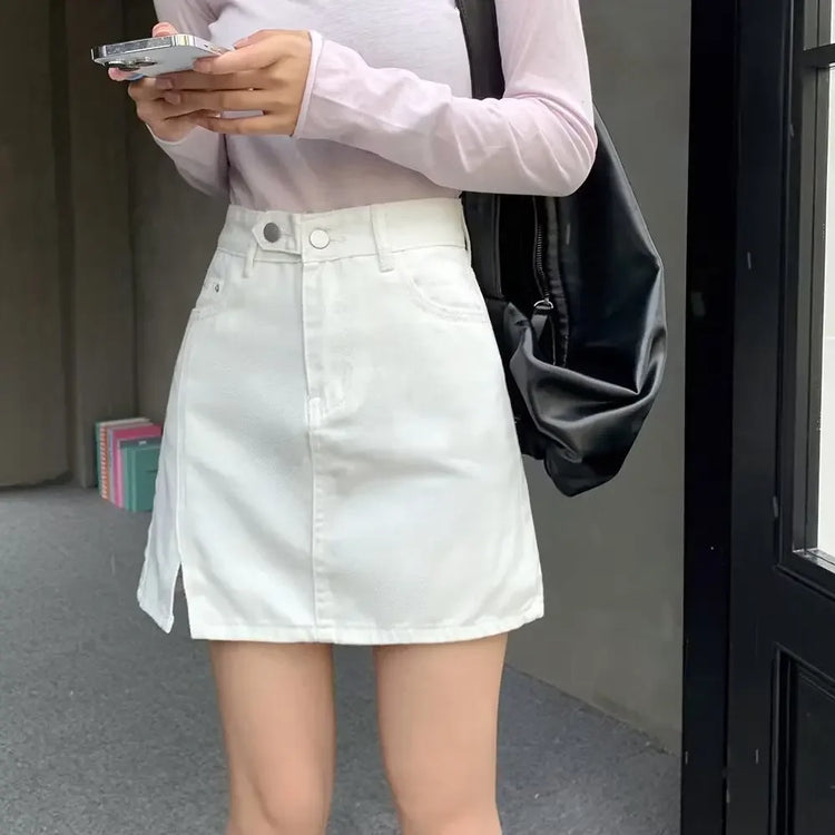 Double Button Denim Mini Skirt – Local Stock