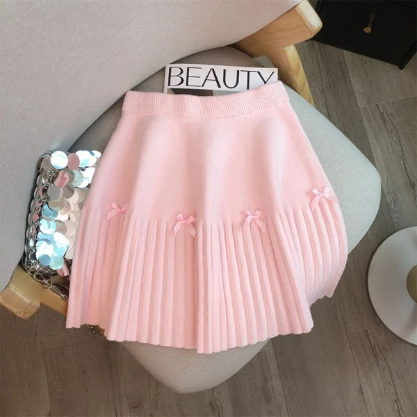 Ballet Bow Knit Pleated Skirt Ballet Bow Knit Pleated Skirt