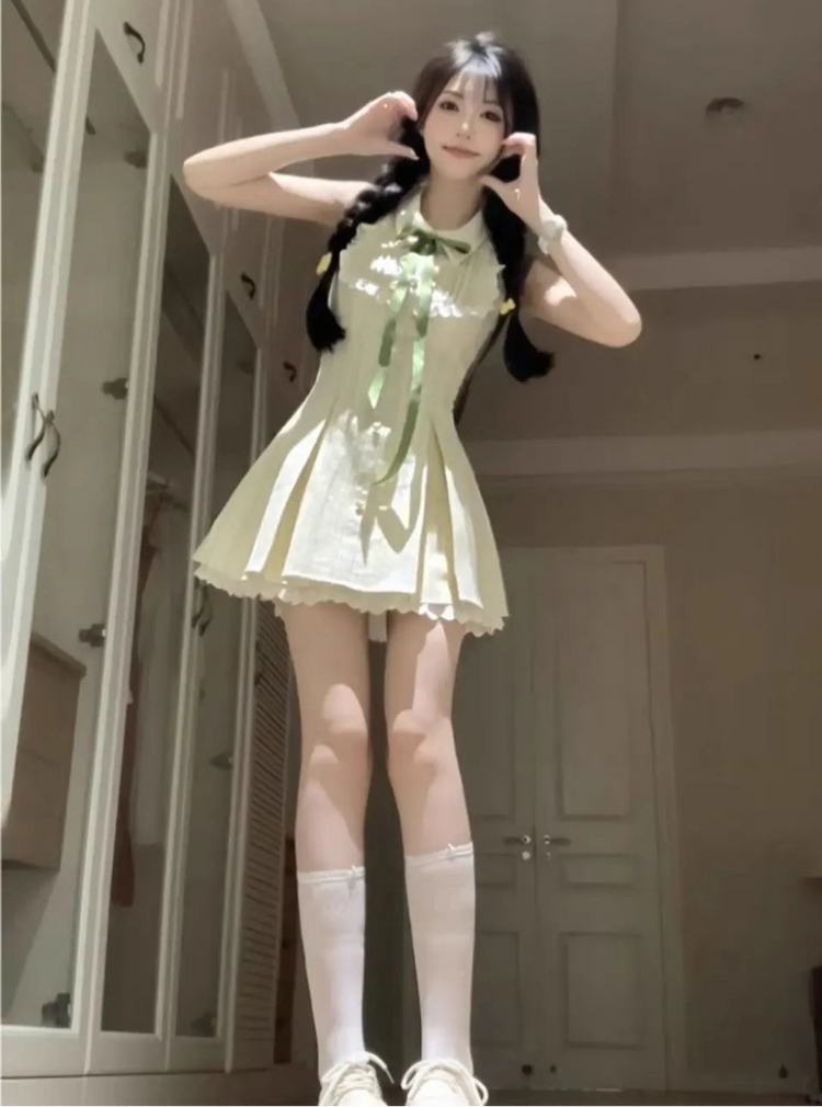 Green Ribbon Candy Delight Mini Dress