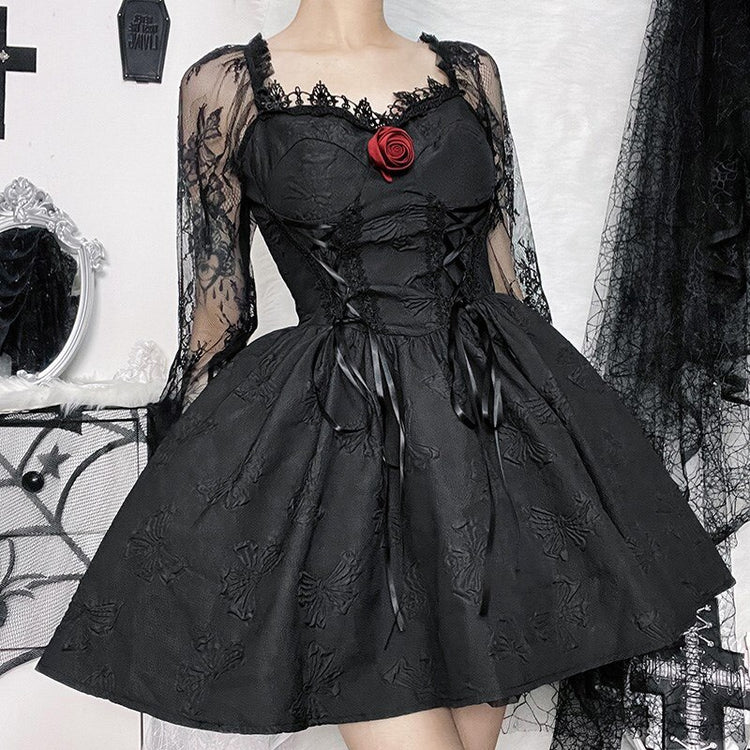 Gothic Rose Queen Lace-Up Dress
