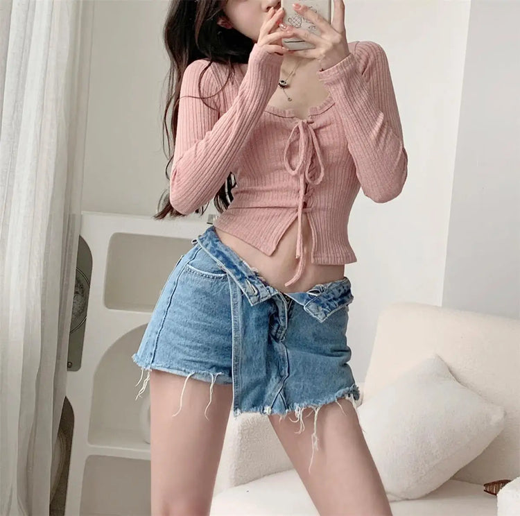 Lace-Up Open Crop Top – Moody Quick Ship (U.S. Only)