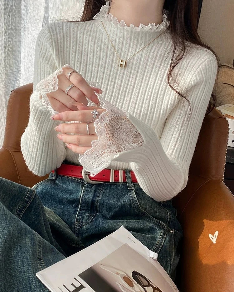 Lace Reverie Mock Neck Top