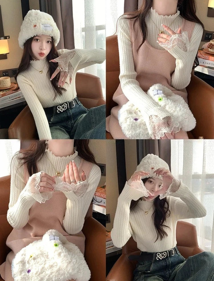 Lace Reverie Mock Neck Top