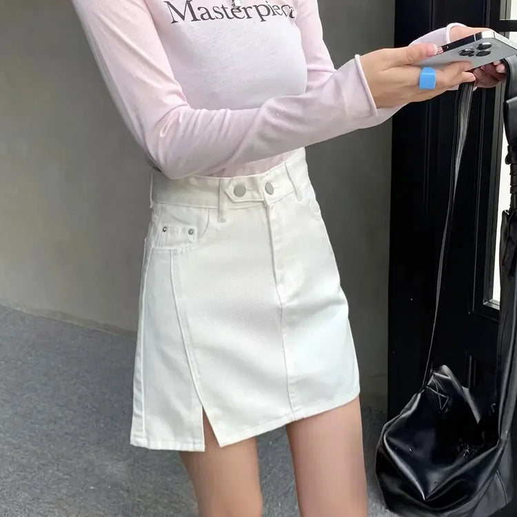 Double Button Denim Mini Skirt – Local Stock