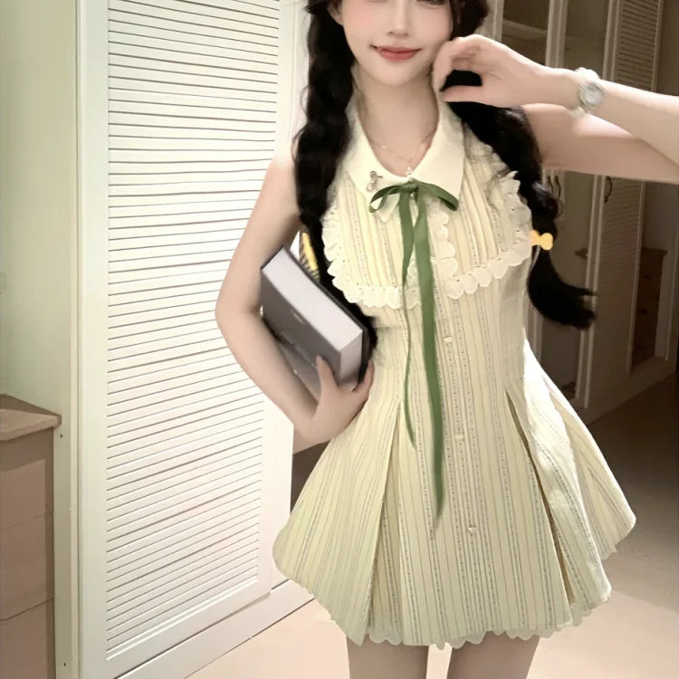 Green Ribbon Candy Delight Mini Dress