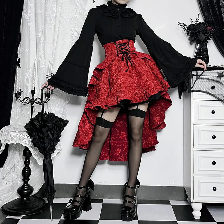 Gothic Drama High Low Skirt