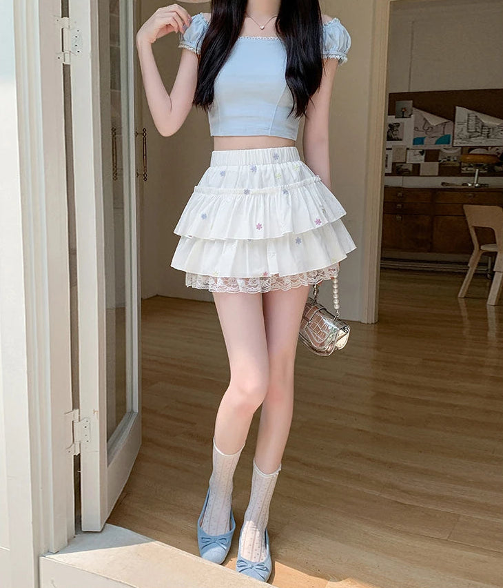 Daisy Daydream Lace Tiered Skort – Local Stock