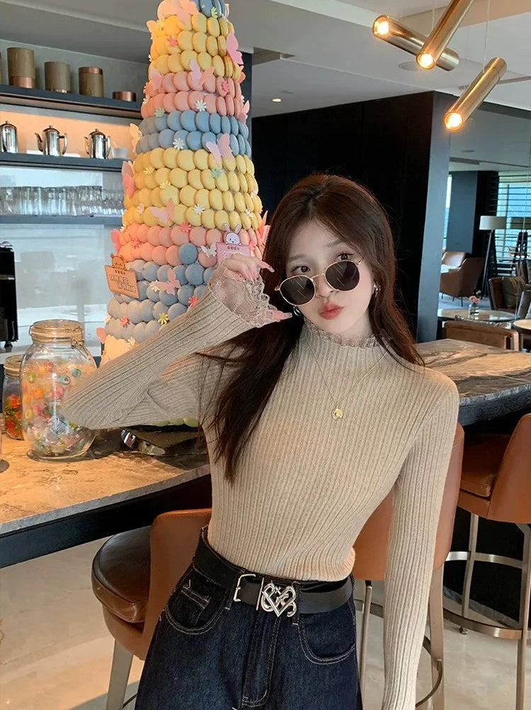 Lace Reverie Mock Neck Top