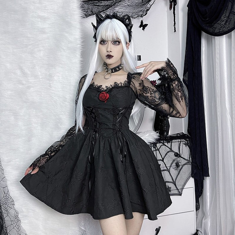 Gothic Rose Queen Lace-Up Dress