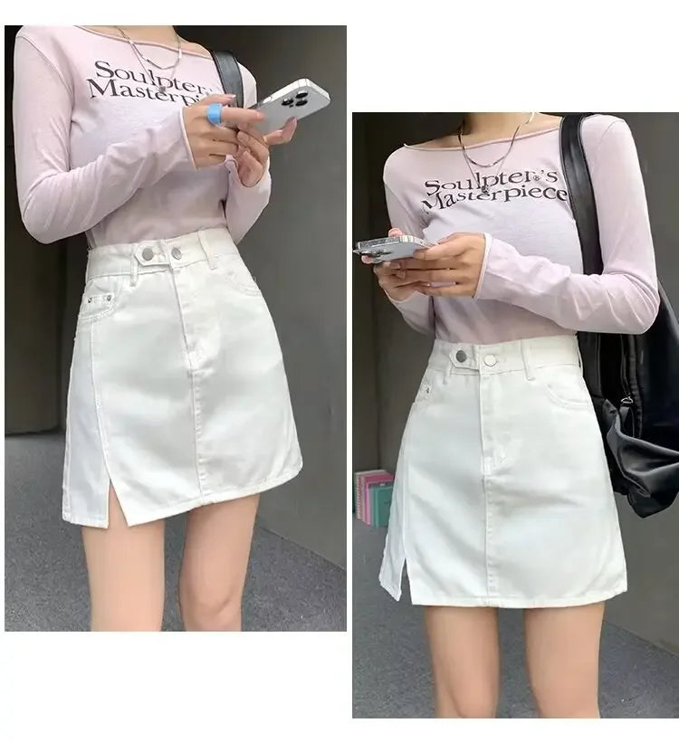 Double Button Denim Mini Skirt – Local Stock