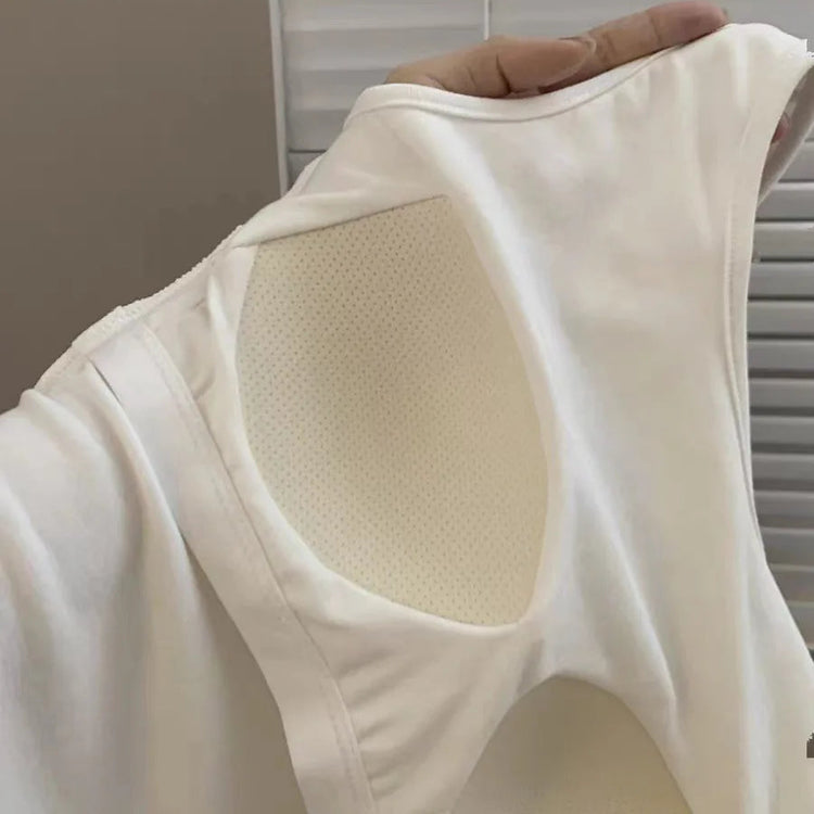 Close-up of the built-in bra cup inside the Backstage Bow Backless Tank