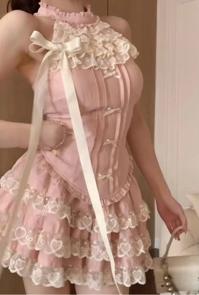 Side view of the Blushing Belle Skort Set worn by a model.