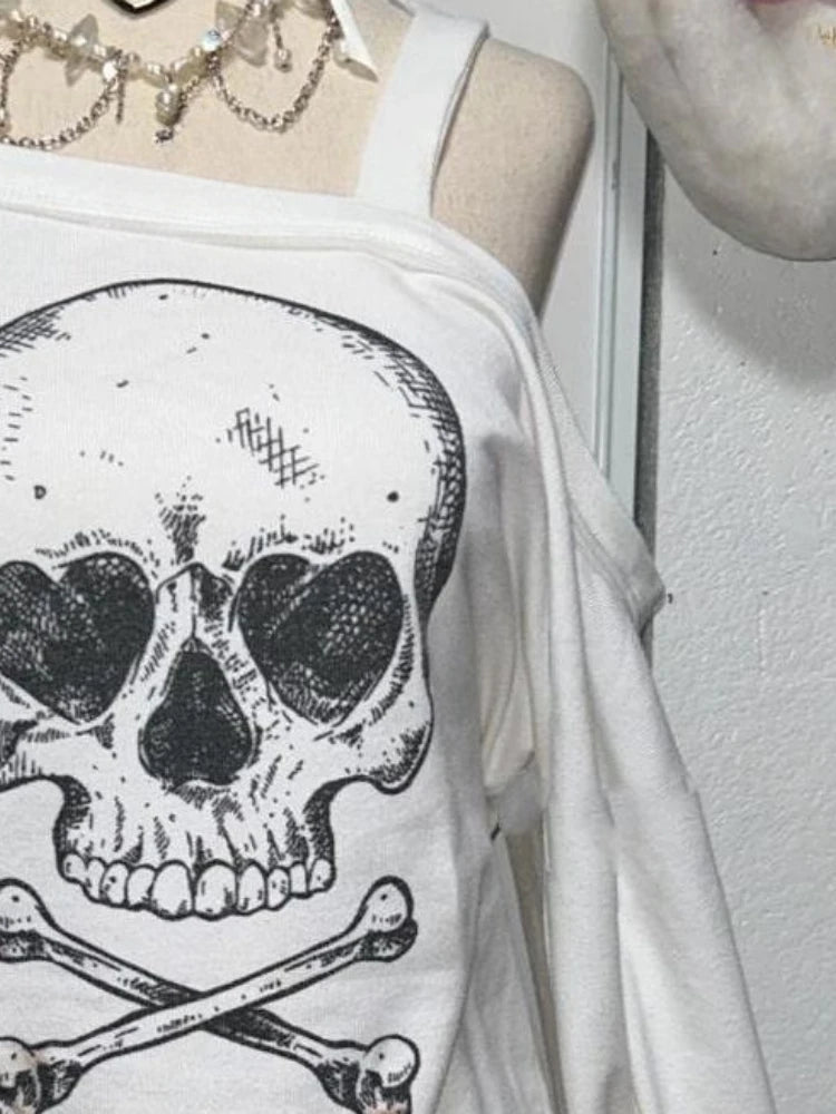 Side angle of Dead Cute Off-Shoulder Top showing slouchy neckline and long sleeves