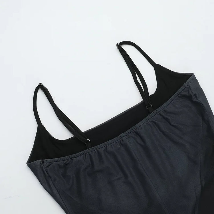 Flat lay close-up of the upper back of the Midnight Butterfly Maxi Dress showing straps and back details.