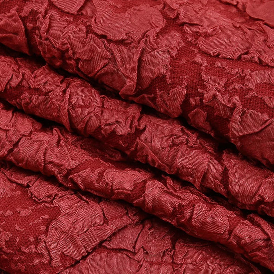 Detailed view of gothic floral baroque fabric of the red Midnight Masquerade High-Low Skirt