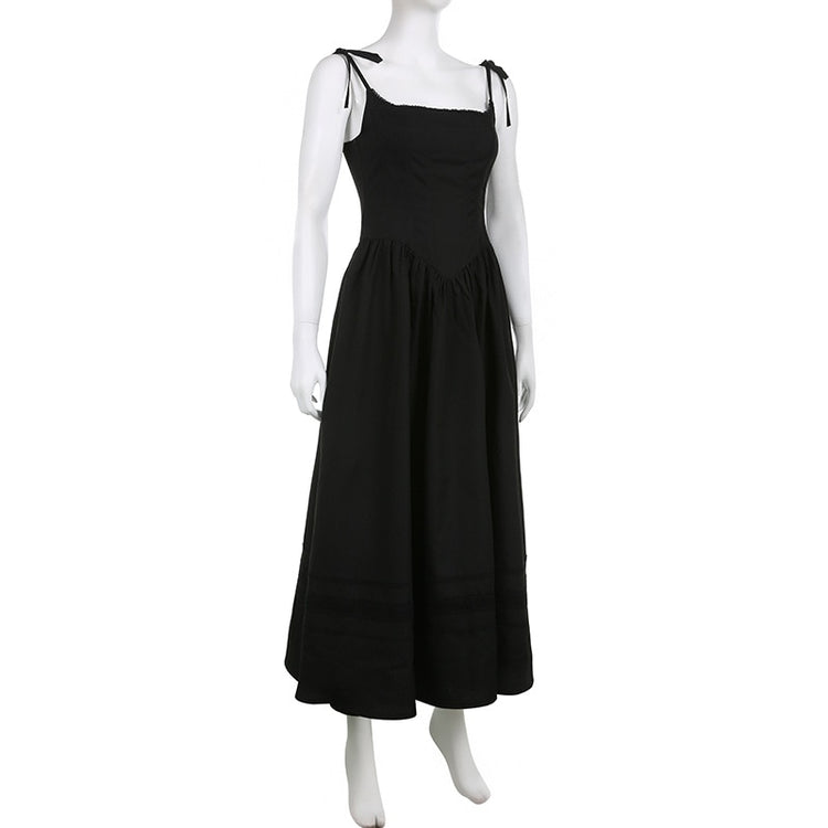 The Midnight Sonata Corset Dress on a white mannequin, showing the three-quarter view of the dress, full length, and silhouette.