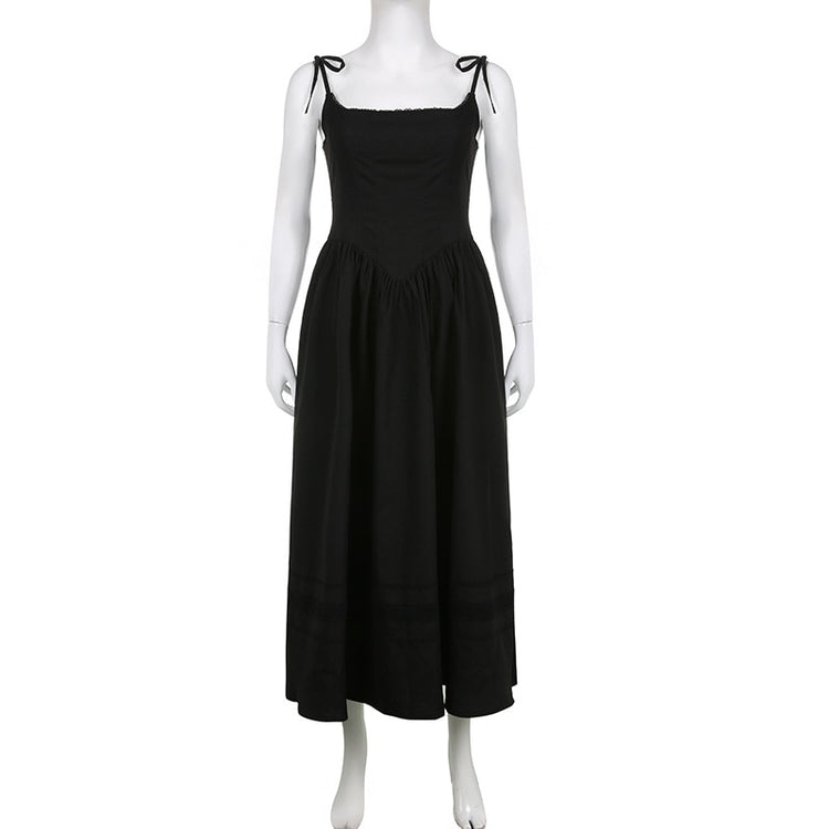 The Midnight Sonata Corset Dress on a white mannequin, showing the front of the dress, full length, and silhouette.