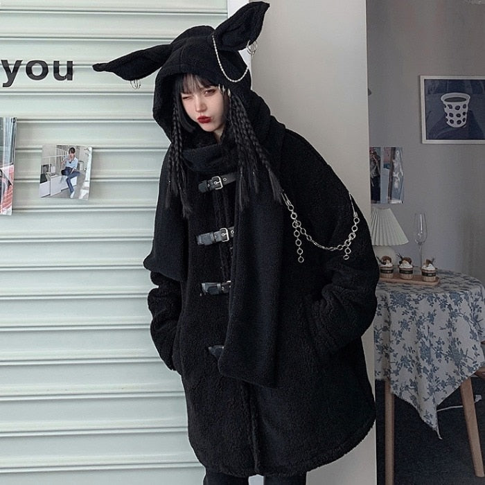 Punk Rabbit Ear Hat and Coat Set