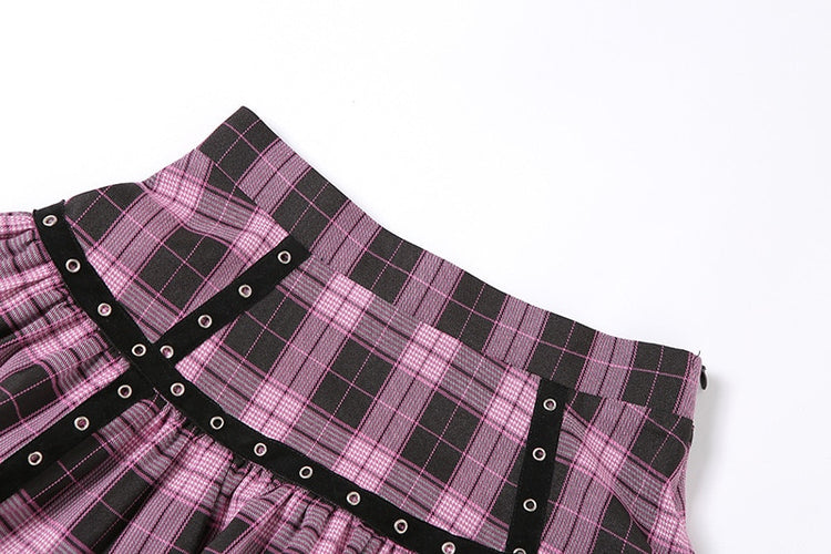 Punk Plaid Tiered Mini Skirt