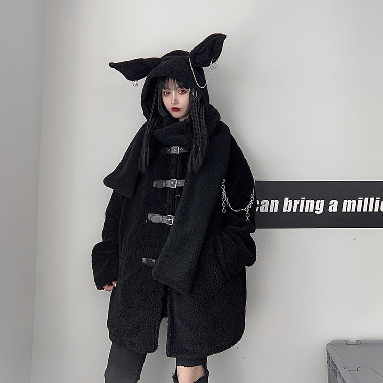 Punk Rabbit Ear Hat and Coat Set