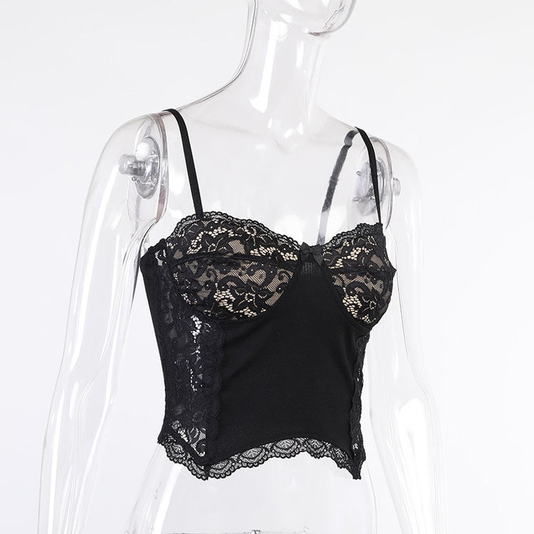 Gothic Lace Corset-Style Crop Top