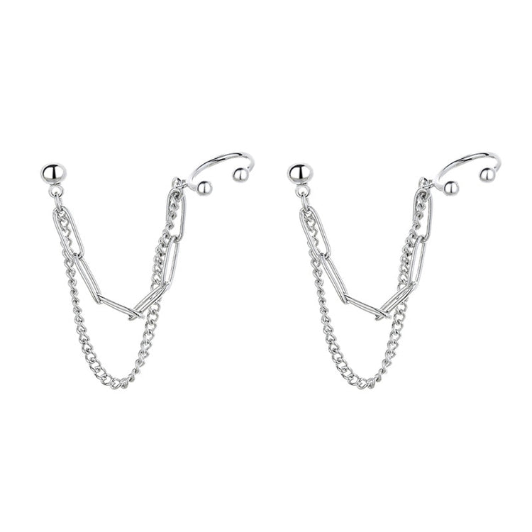 Layered Chain Link Cuff Earrings
