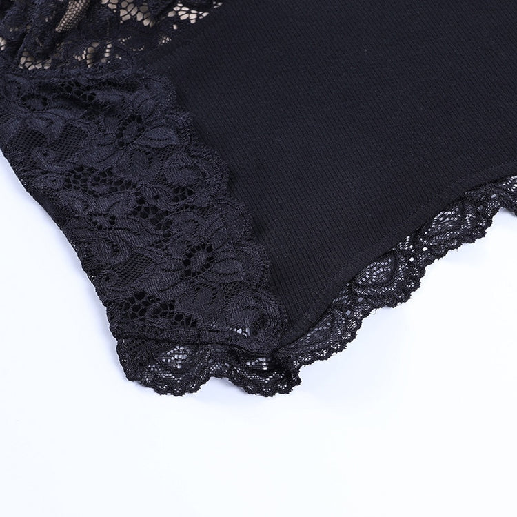 Gothic Lace Corset-Style Crop Top