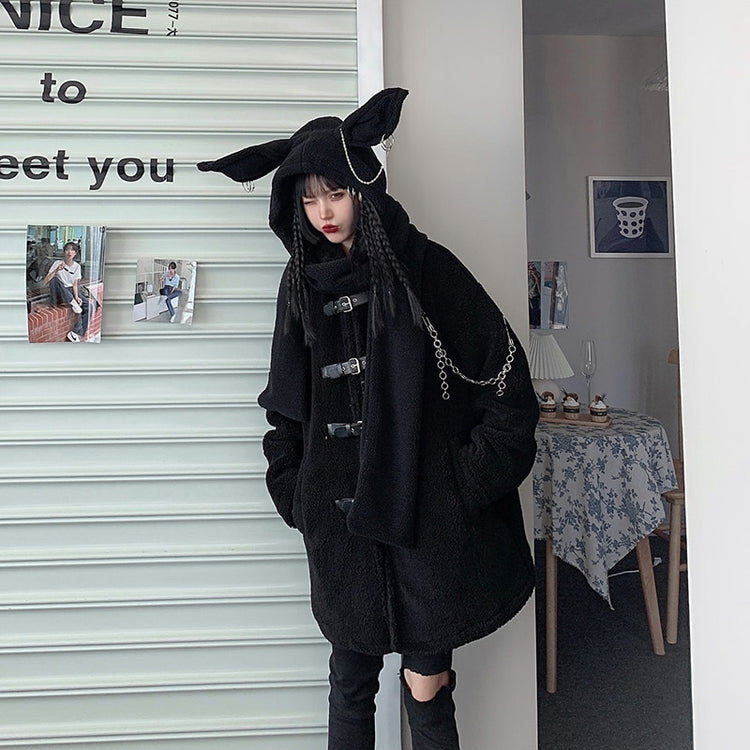 Punk Rabbit Ear Hat and Coat Set