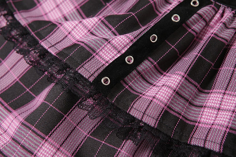 Punk Plaid Tiered Mini Skirt
