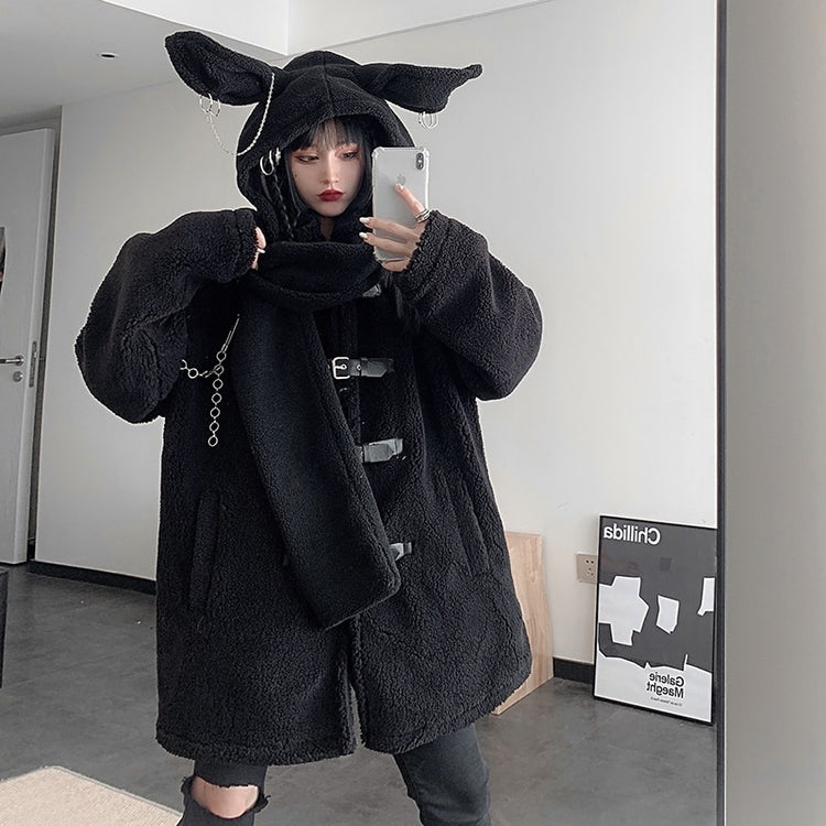 Punk Rabbit Ear Hat and Coat Set