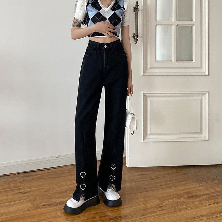 Metal Heart Wide Leg Jeans – Moody Quick Ship (U.S. Only)