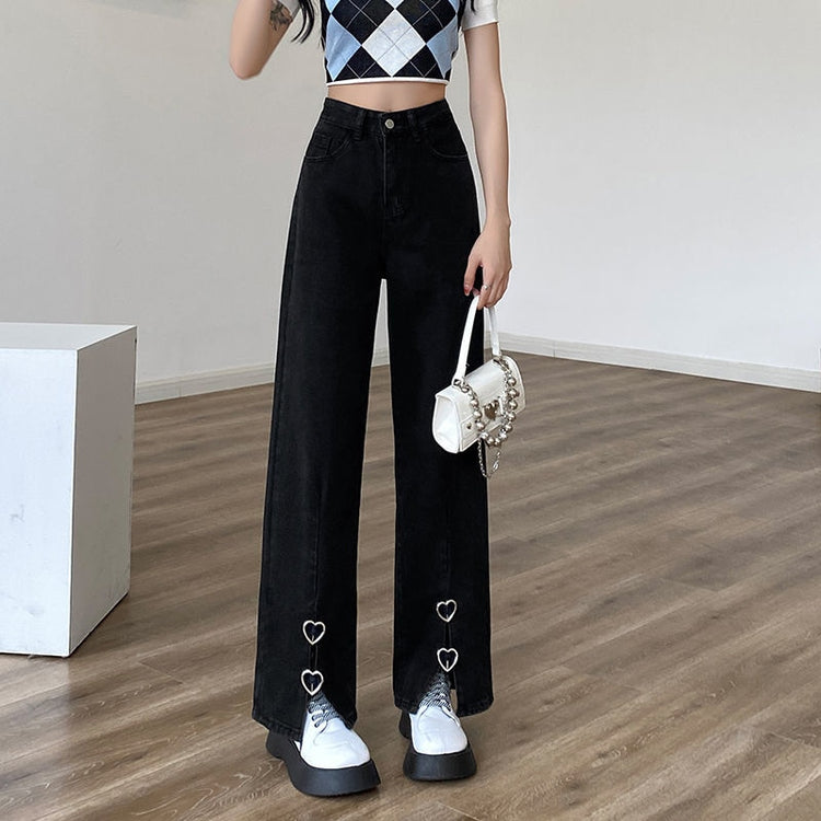 Metal Heart Wide Leg Jeans – Moody Quick Ship (U.S. Only)