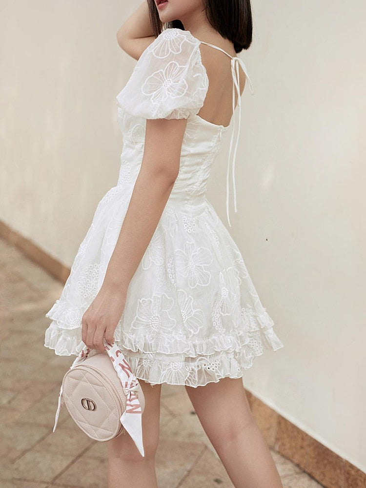 Cute Ruffle Floral Mini Dress