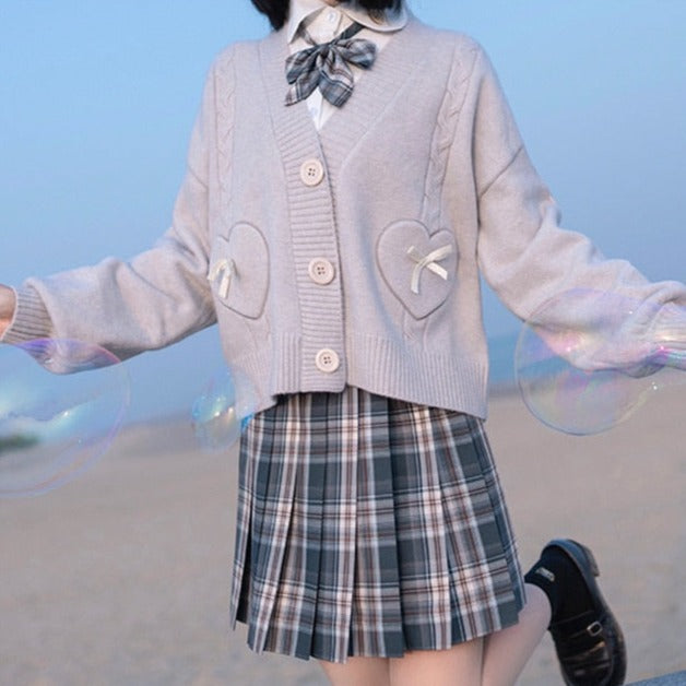 Too Kawaii Heart Bow Cardigan – Moody Quick Ship (U.S. Only)