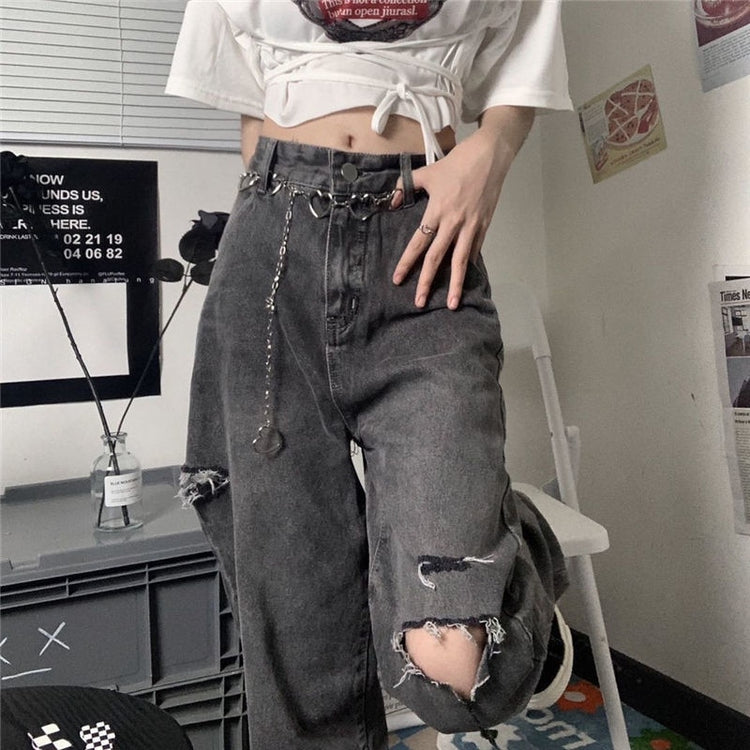 Distressed Wide Leg Jeans – Moody Quick Ship (U.S. Only)