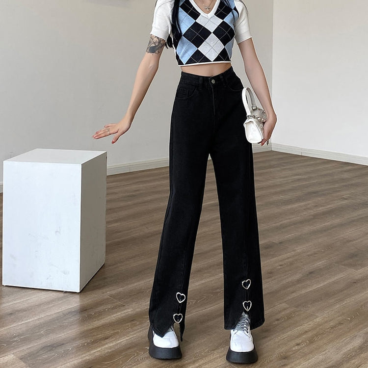 Metal Heart Wide Leg Jeans – Moody Quick Ship (U.S. Only)