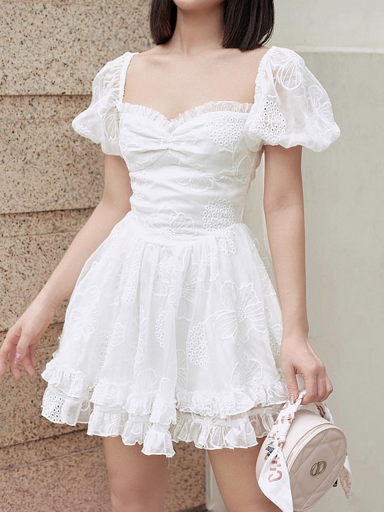 Cute Ruffle Floral Mini Dress