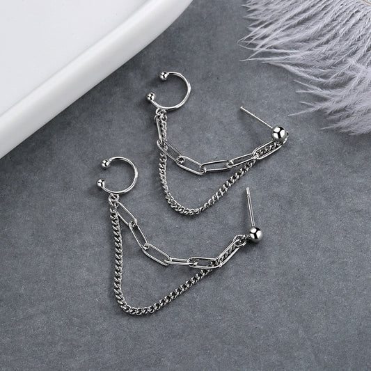 Layered Chain Link Cuff Earrings