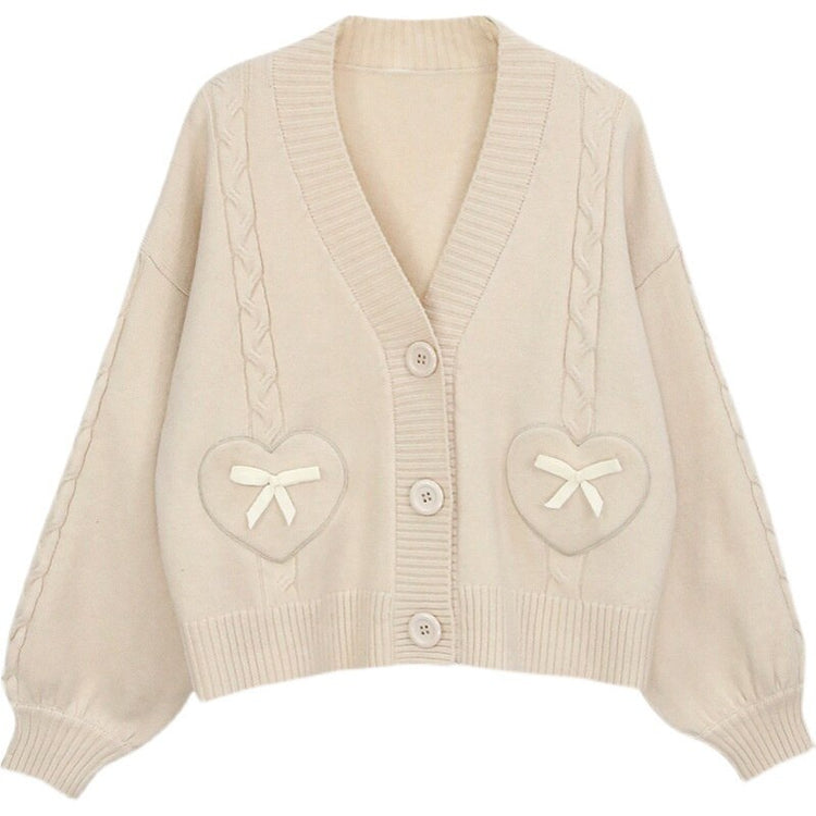 Too Kawaii Heart Bow Cardigan – Moody Quick Ship (U.S. Only)