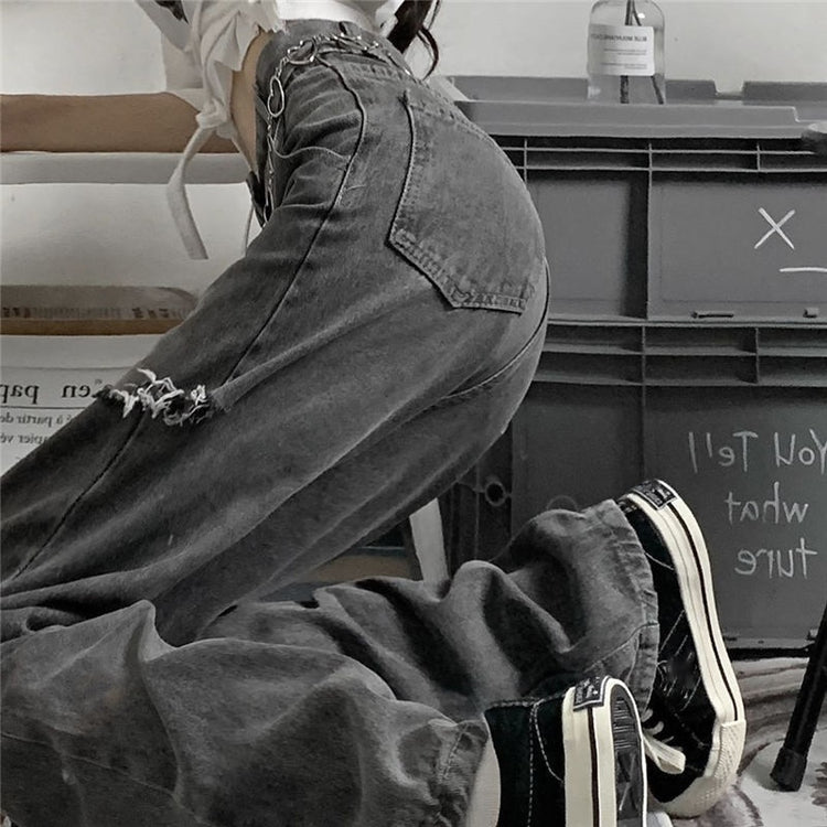 Distressed Wide Leg Jeans – Moody Quick Ship (U.S. Only)