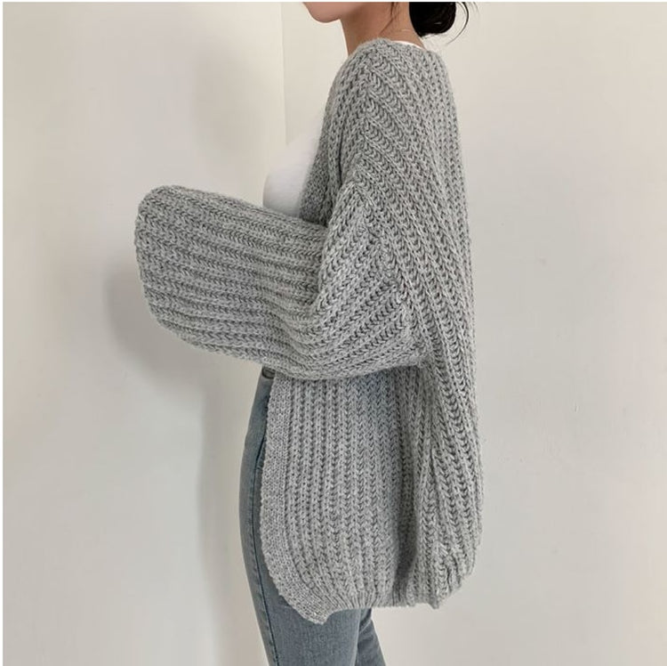 Lantern Sleeve Knit Cardigan