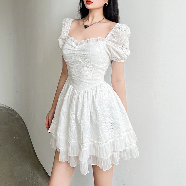 Cute Ruffle Floral Mini Dress