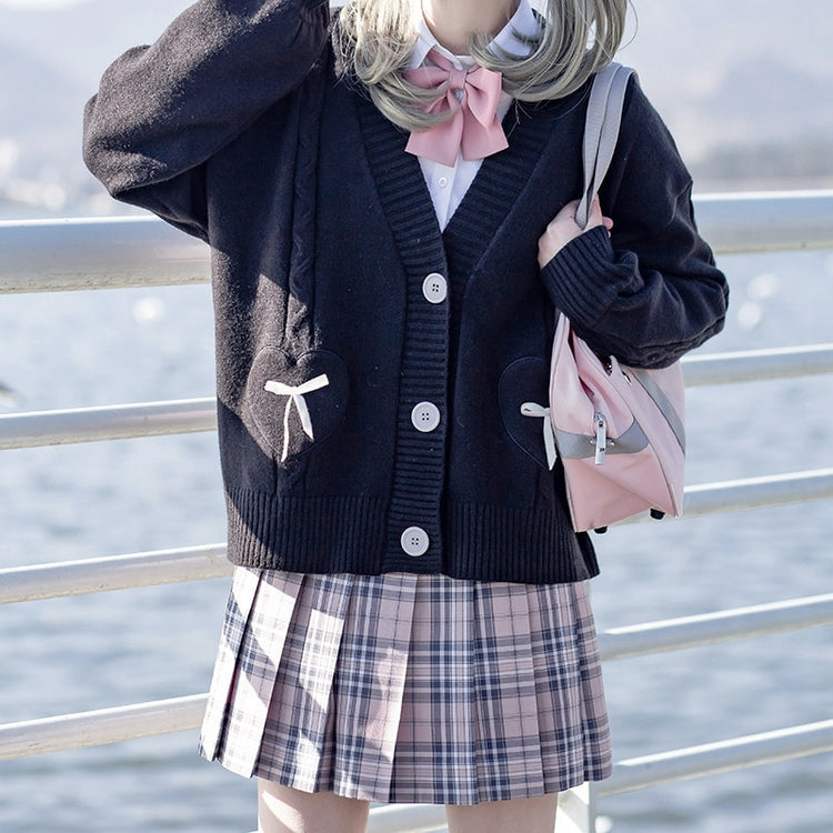 Too Kawaii Heart Bow Cardigan – Moody Quick Ship (U.S. Only)
